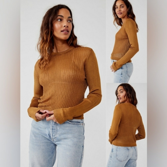 Free People H2O Crew Pullover/ Tiger Eye. NWT. - Picture 4 of 4